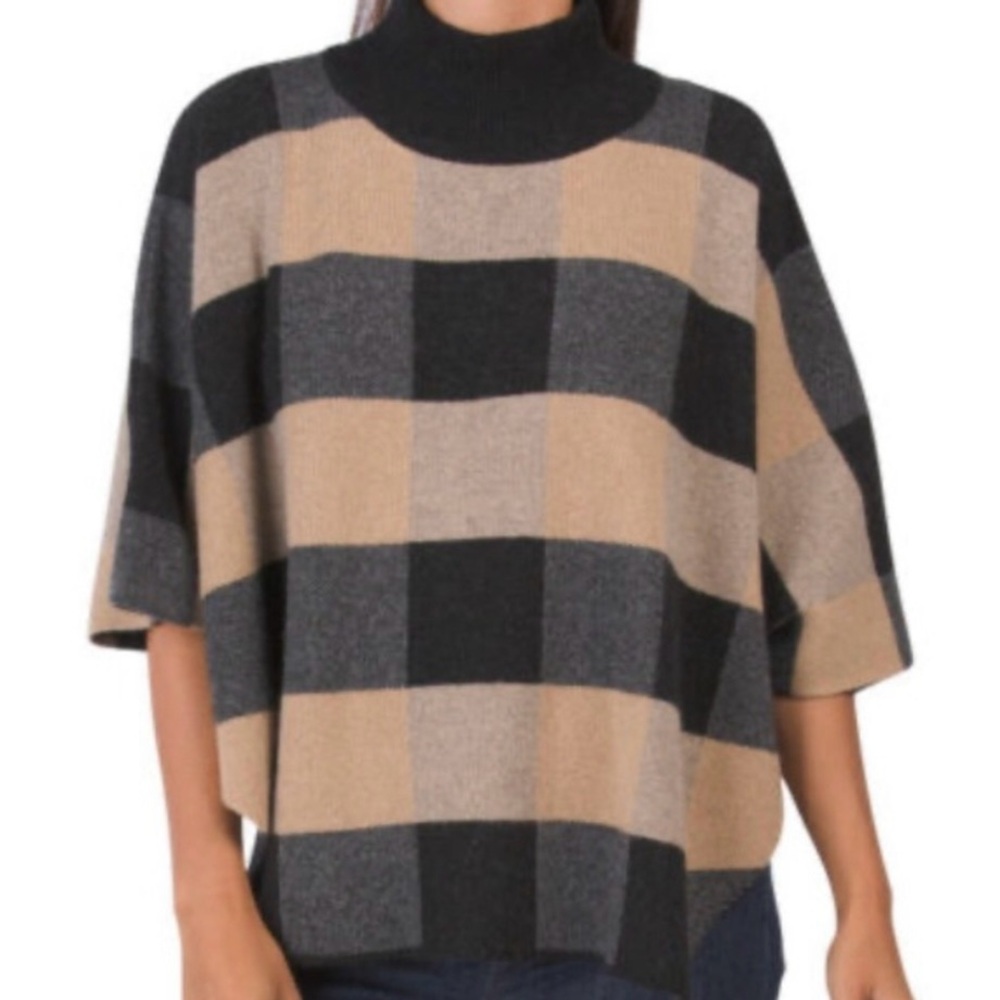 Merino Wool blend Women’s Note di Anita Black and Tan‎ Women's high neck sweater
